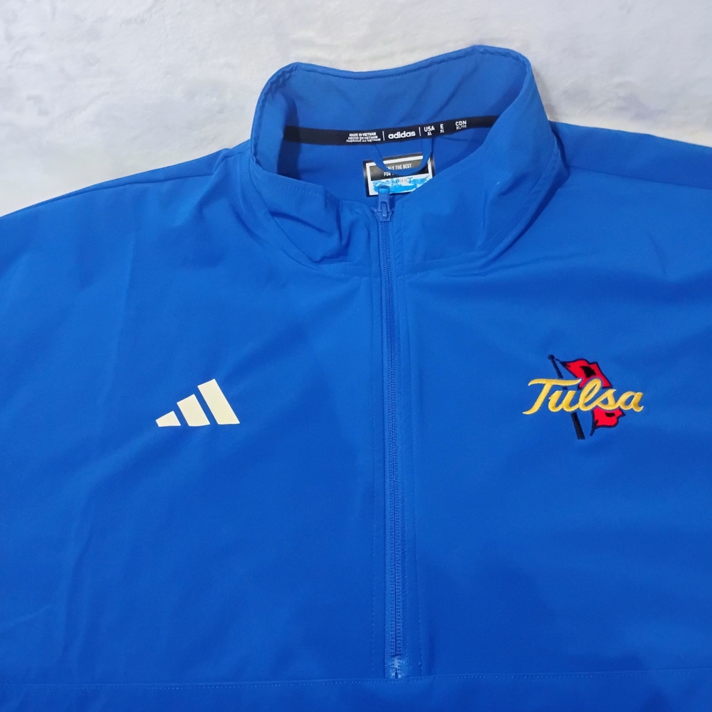 Tulsa Golden Hurricanes TU Adidas 1/4 Zip Pullover XL Jacket Zip Pockets Blue H